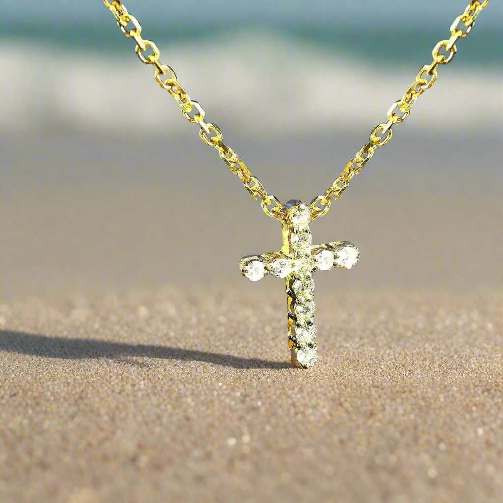 Small 14k Gold Diamond Cross