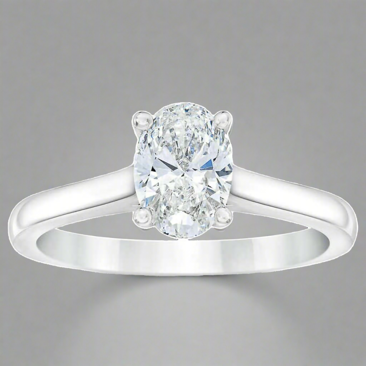 Oval Cut 1.00 ctw VS2 Clarity, H Color Diamond Platinum Solitaire Ring
