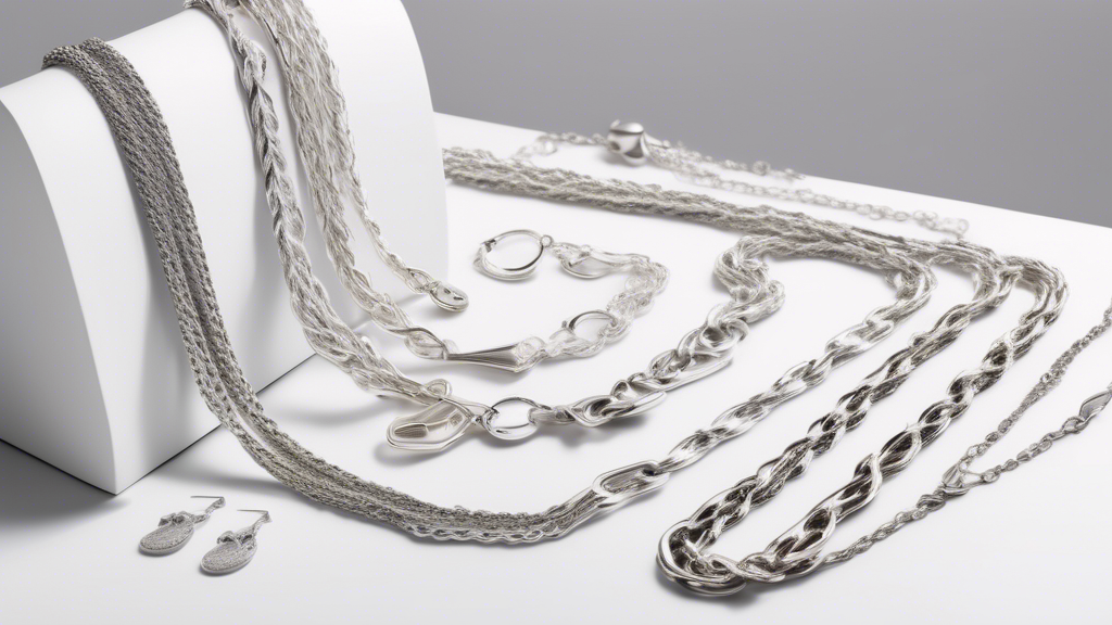 Create an image of a stylish individual layering jewelry, with a focus on a sleek silver rope chain. The backdrop should be a modern, chic setting such as a well-lit vanity or a boutique. The individu