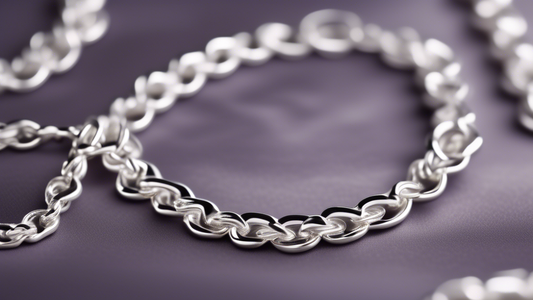 A close-up image of elegant silver rolo chain anklets, beautifully designed with intricate details and polished to a shine, resting on an elegant velvet display. The background is soft and blurred, hi