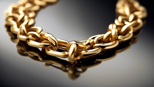 Create a highly-detailed, close-up image of an elegant 18K gold Figaro chain necklace, showcasing its intricate links and luxurious shine. Display the necklace draped gracefully over a velvet-lined je