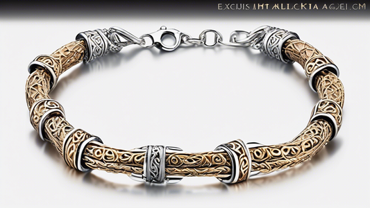 Create an intricate and detailed image of exquisite handcrafted Byzantine chain bracelets. Showcase close-up views of the rich textures and intricate patterns. Highlight the unique interlocking links,