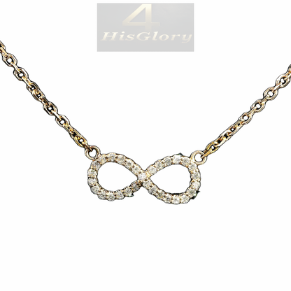 Elegant Infinity Pendant Necklace with Diamond Accents | 0.25ctw w/ Diamond Cut Rolo Chain