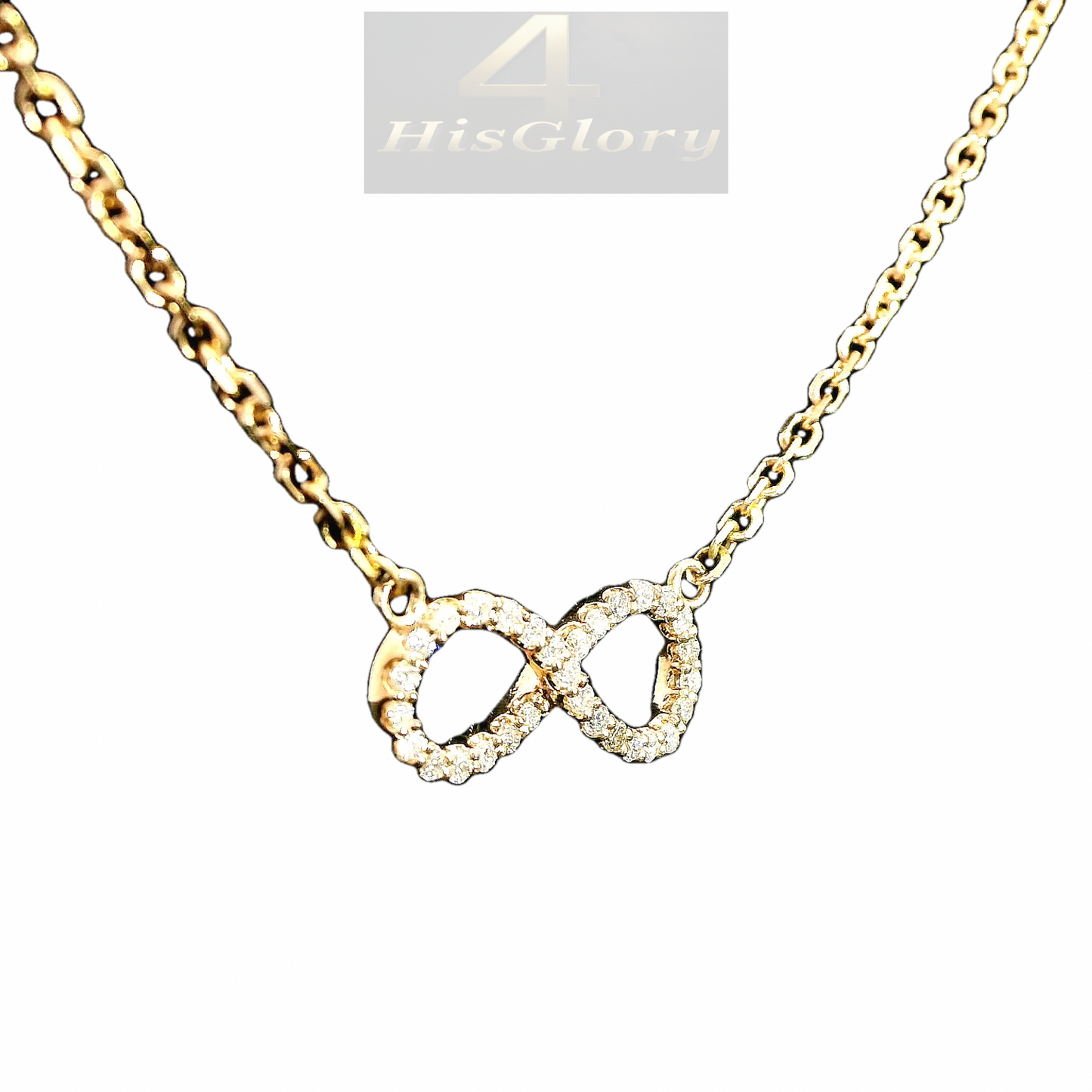 Elegant Infinity Pendant Necklace with Diamond Accents | 0.25ctw w/ Diamond Cut Rolo Chain