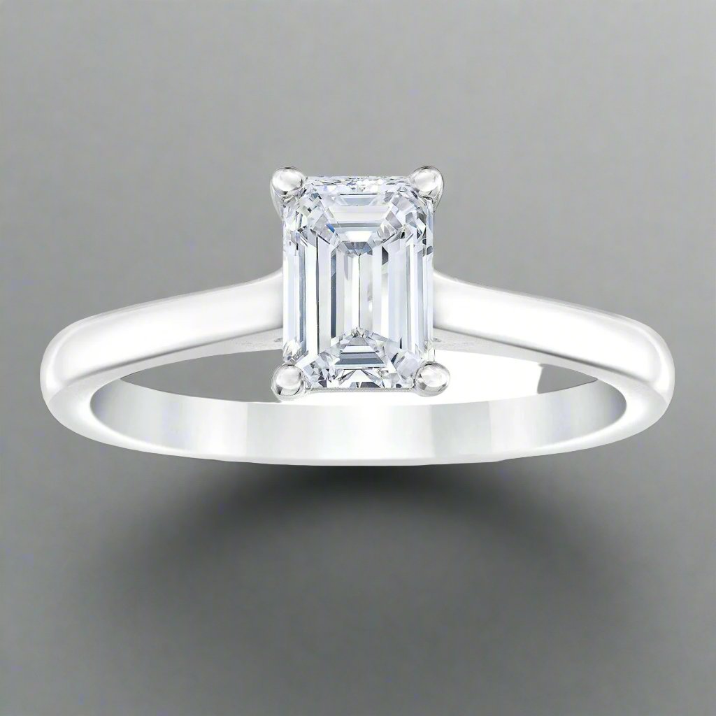 Emerald Cut 1.00 ct VS2 Clarity, I Color Diamond Platinum Solitaire Ring