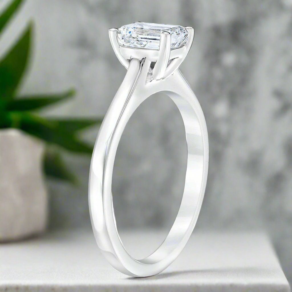 Emerald Cut 1.00 ct VS2 Clarity, I Color Diamond Platinum Solitaire Ring
