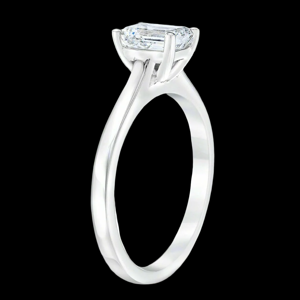 Emerald Cut 1.00 ct VS2 Clarity, I Color Diamond Platinum Solitaire Ring