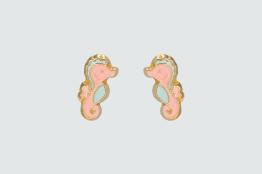 14K Gold Seahorse Earrings