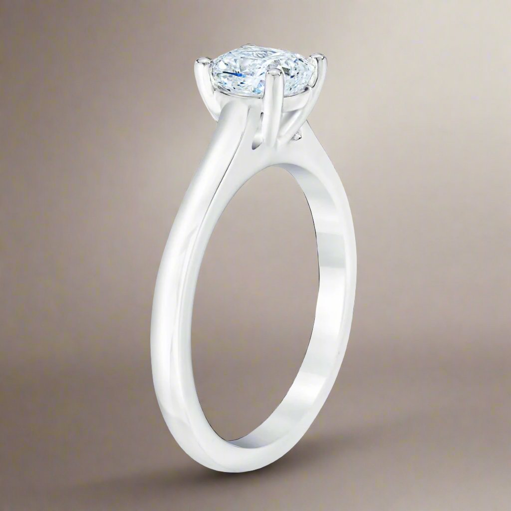 Cushion Cut 1.00 ct VS2 Clarity, H Color Diamond Platinum Solitaire Ring