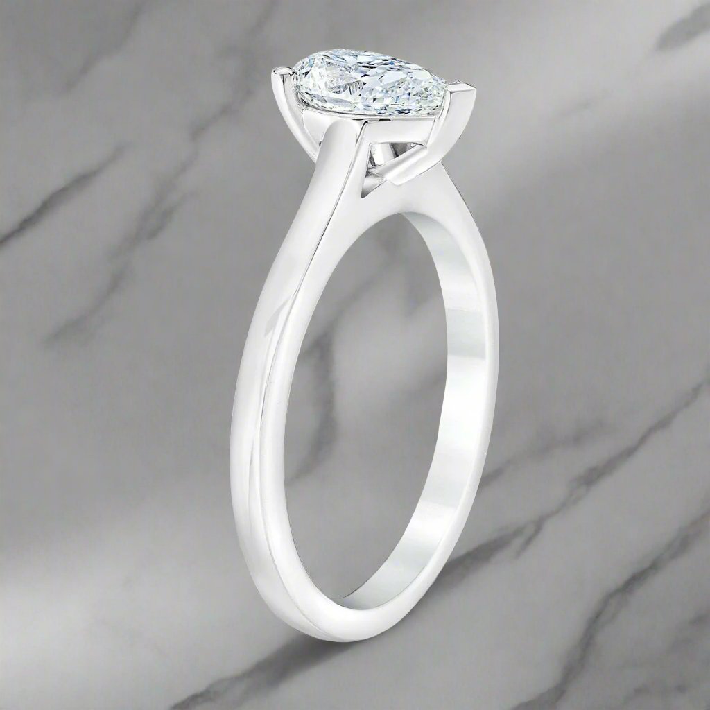 Pear Shape 1.00 ct VS2 Clarity, I Color Diamond Platinum Solitaire Ring