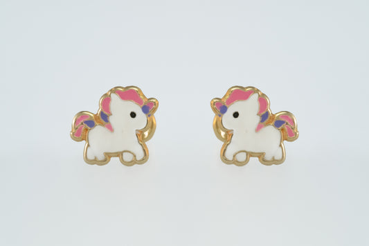 10K Gold Pony Earrings