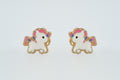 14K Gold Pony Earrings