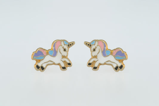 14K Gold Unicorn Earrings