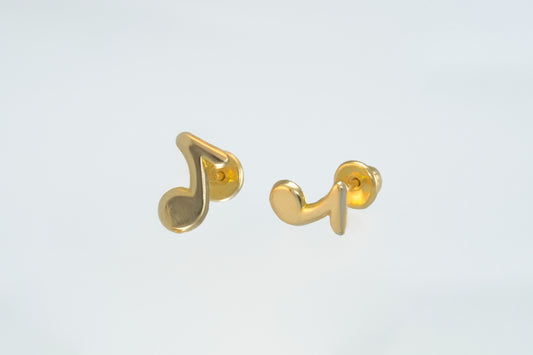 10K Gold Music Note Earrings