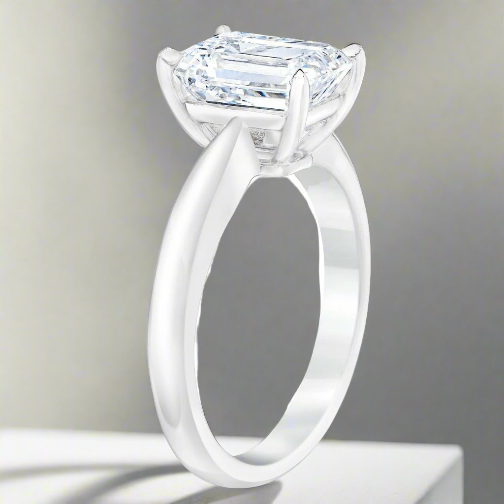 Emerald Cut 3.09 ct VVS2 Clarity, D Color Diamond Platinum Solitaire Ring