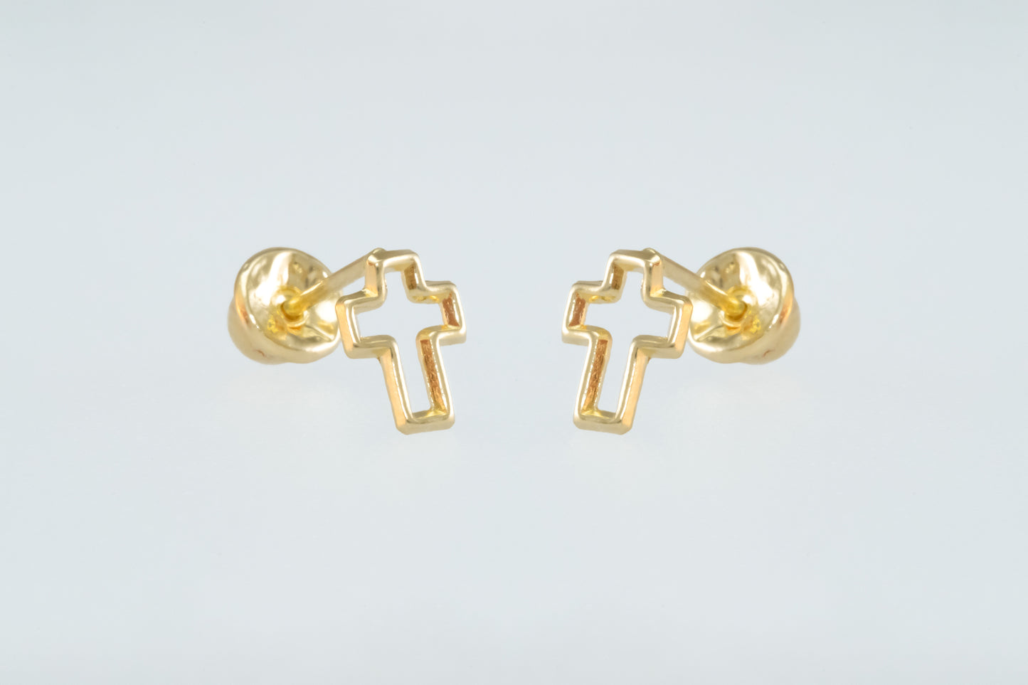 14K Gold Silhouette Cross Earrings