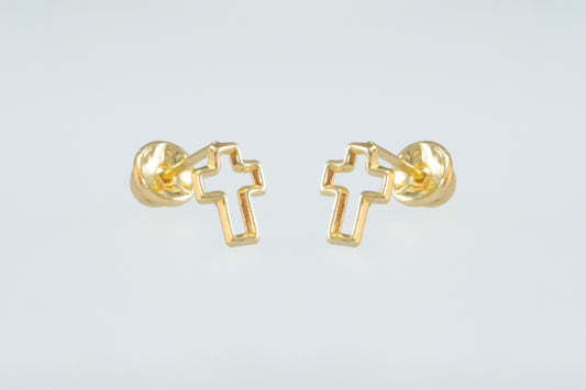 14K Gold Silhouette Cross Earrings