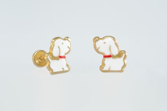 14K Gold Puppy Earrings