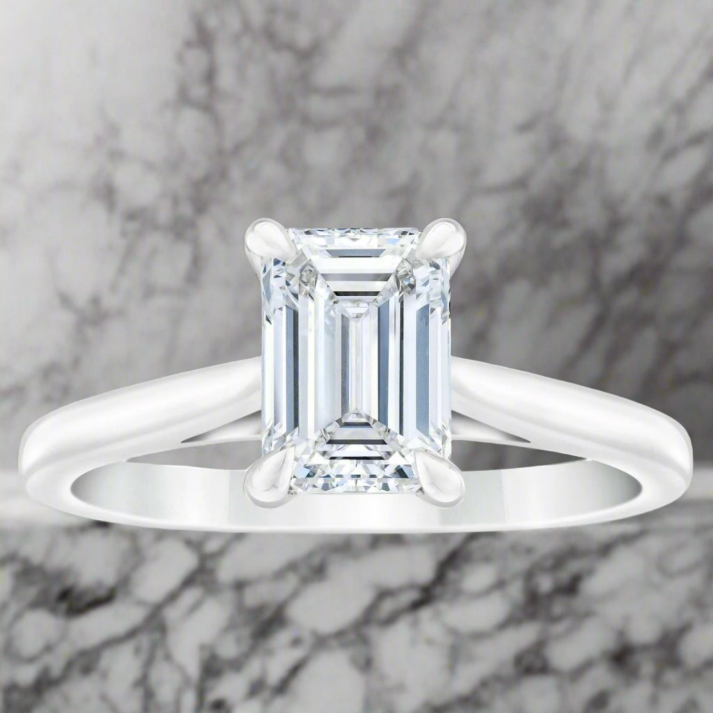 Emerald Cut 2.01 ct VS1 Clarity, H Color Diamond Platinum Solitaire Ring