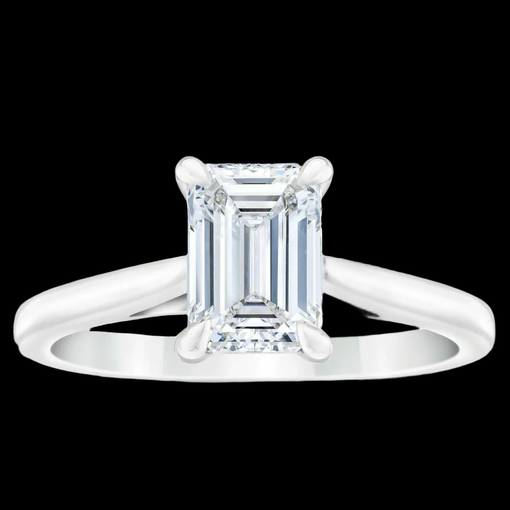 Emerald Cut 2.01 ct VS1 Clarity, H Color Diamond Platinum Solitaire Ring