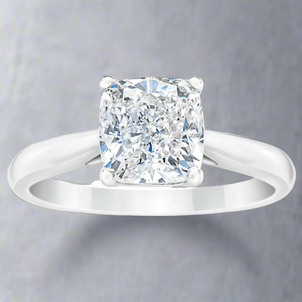 Cushion Cut 2.30 ct VVS1 Clarity, G Color Diamond Platinum Solitaire Ring