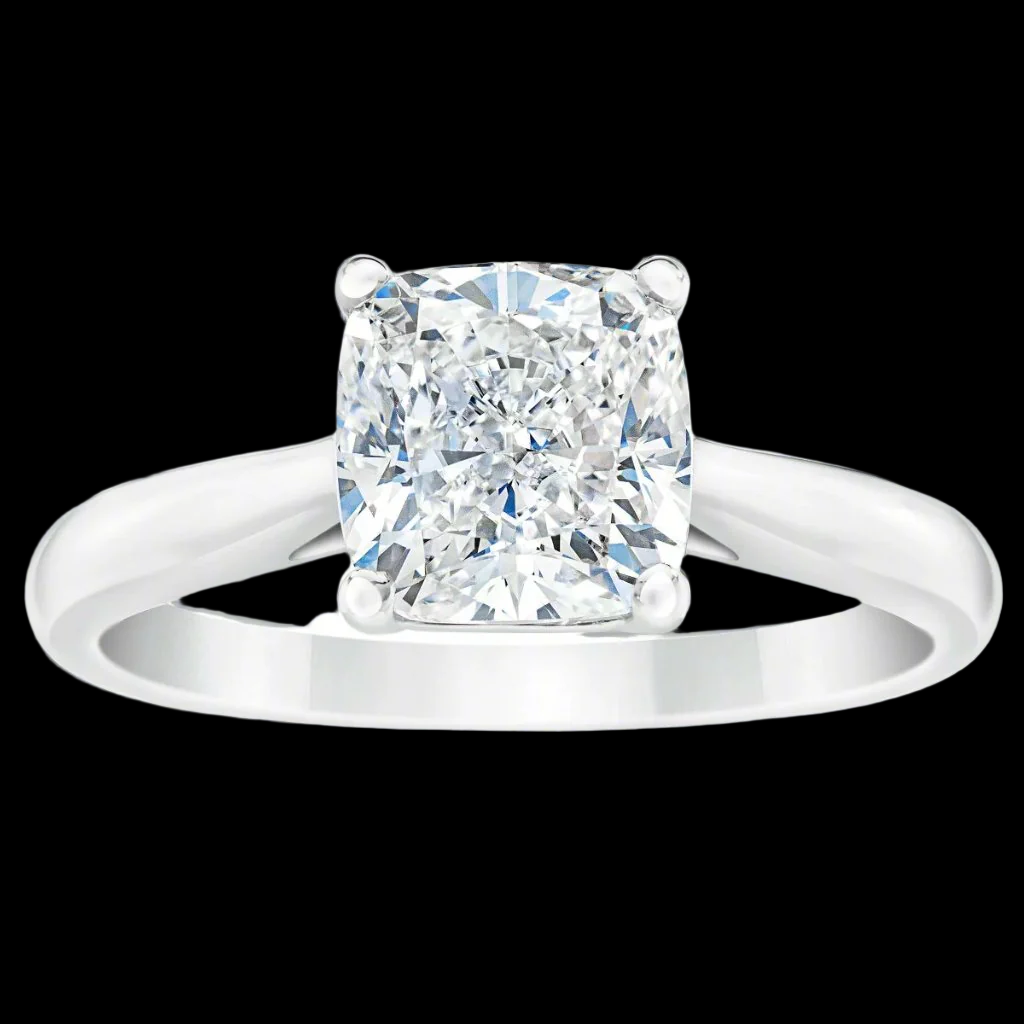 Cushion Cut 2.30 ct VVS1 Clarity, G Color Diamond Platinum Solitaire Ring