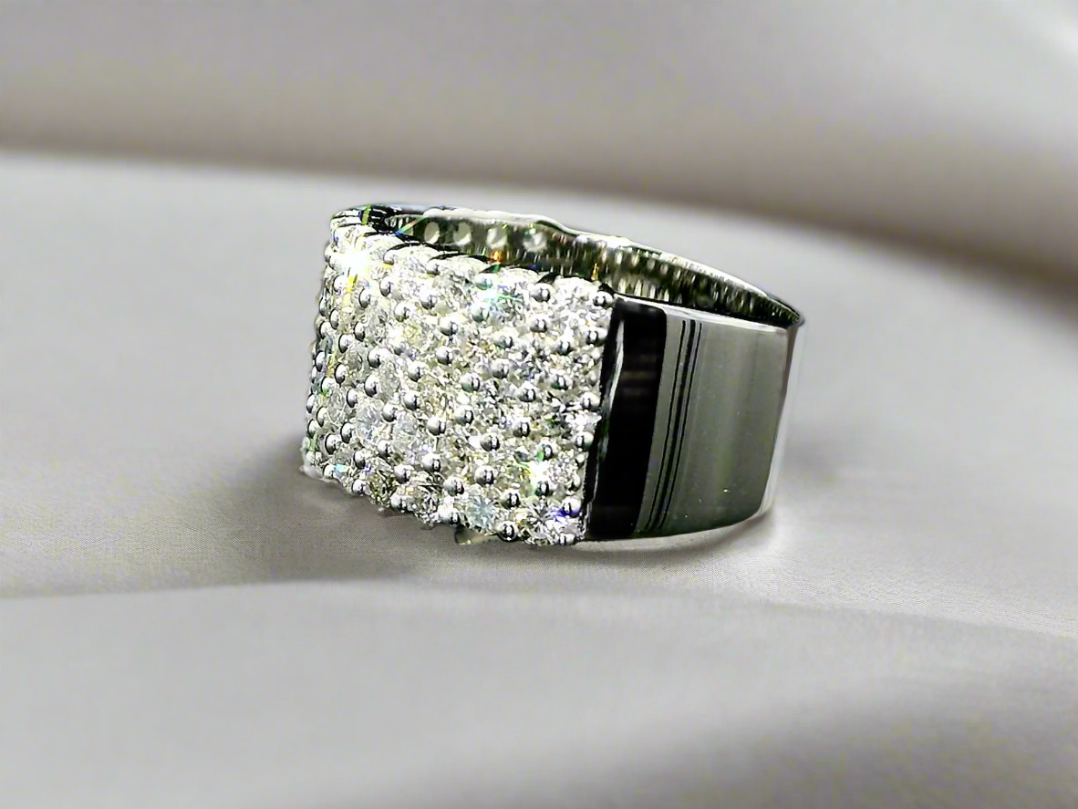 14k White Gold Custom Diamond Cluster Ring