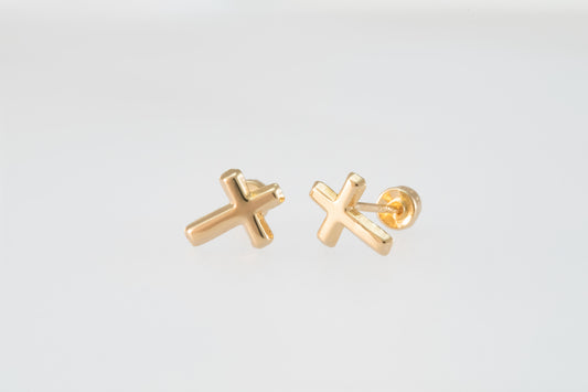 14K Gold Cross Earrings