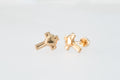 14K Gold Cross with Heart Earrings