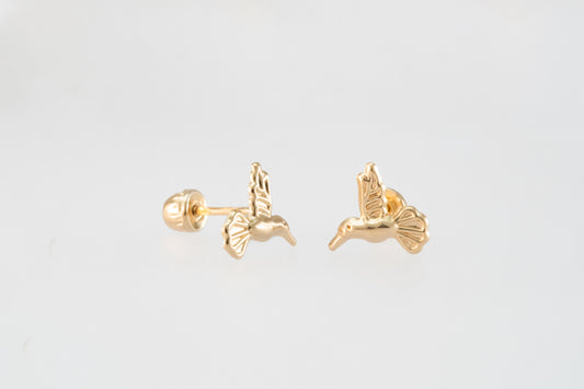 14K Gold Hummingbird Earrings