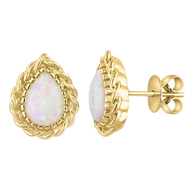 Australian Opal 14kt Yellow Gold Earrings