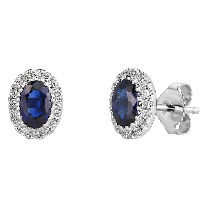 Blue Sapphire and Diamond 14kt White Gold Earrings