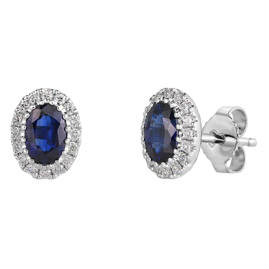 Blue Sapphire and Diamond 14kt White Gold Earrings