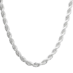 White Gold Solid Diamond Cut Rope Chain