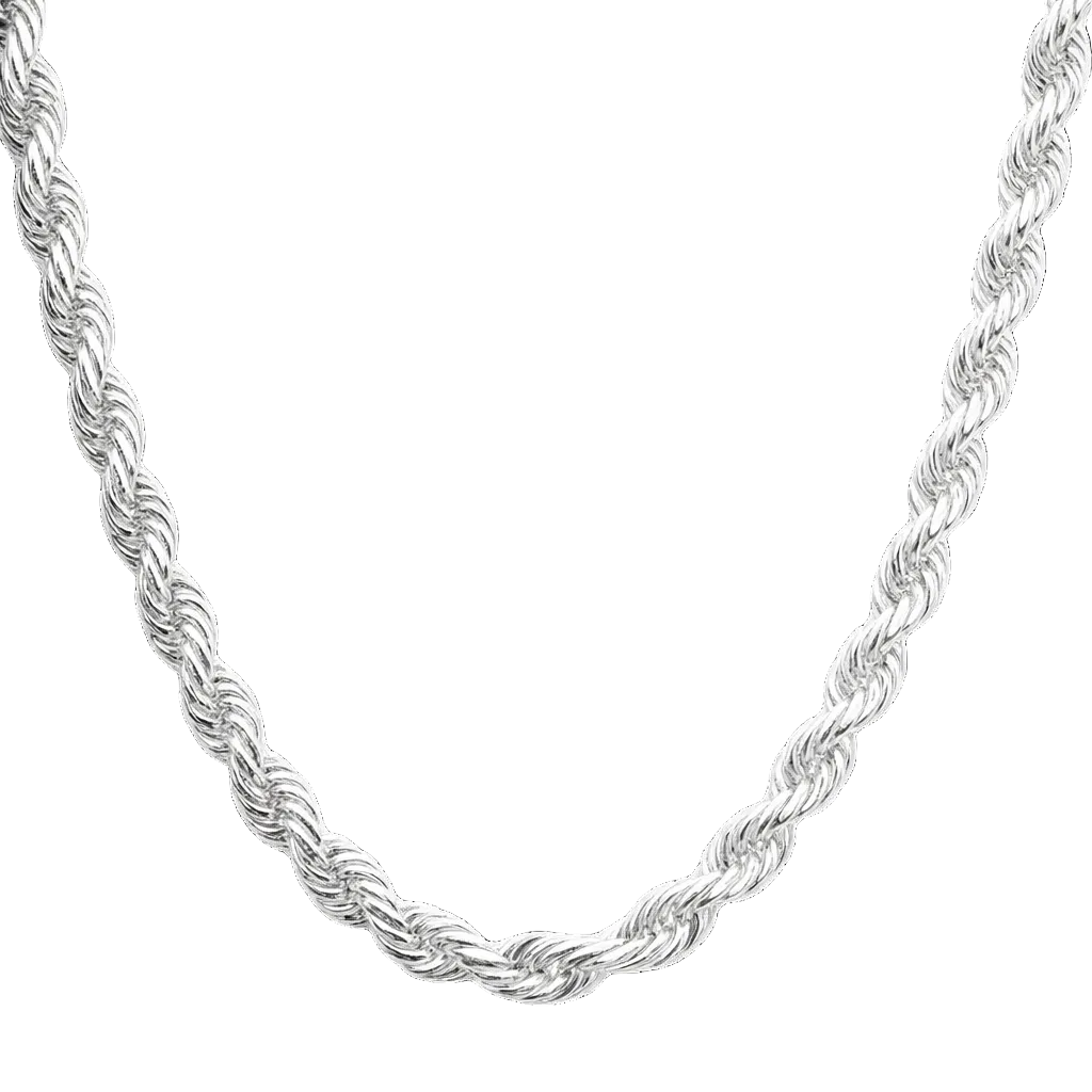 White Gold Solid Diamond Cut Rope Chain