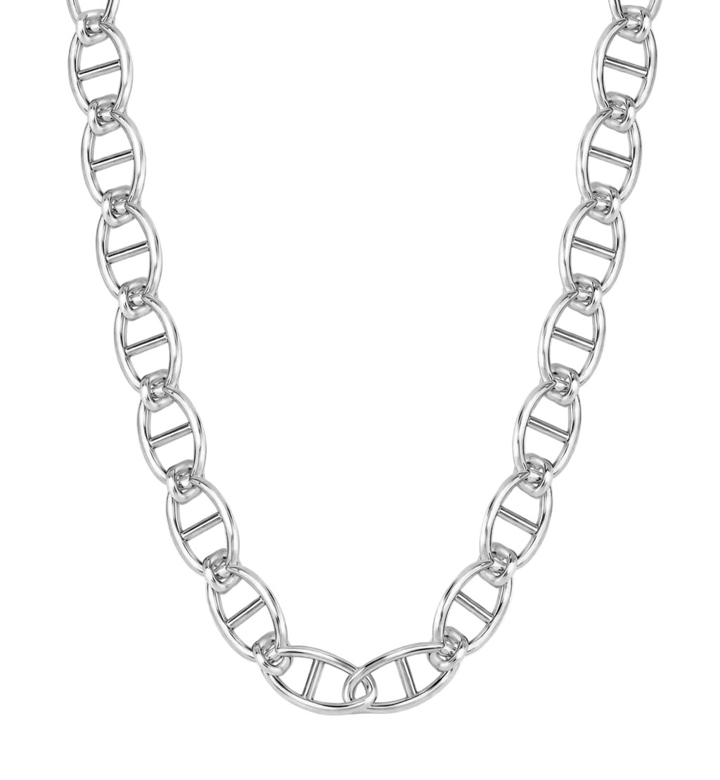 White Gold Solid Mariner Chain