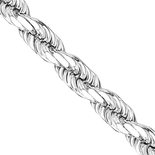 White Gold Solid Diamond Cut Rope Chain