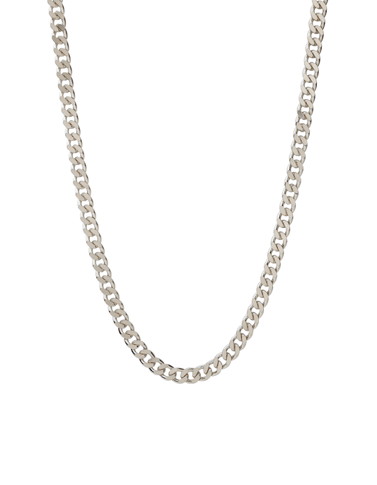 Solid Cuban Curb Link Chain | White Gold