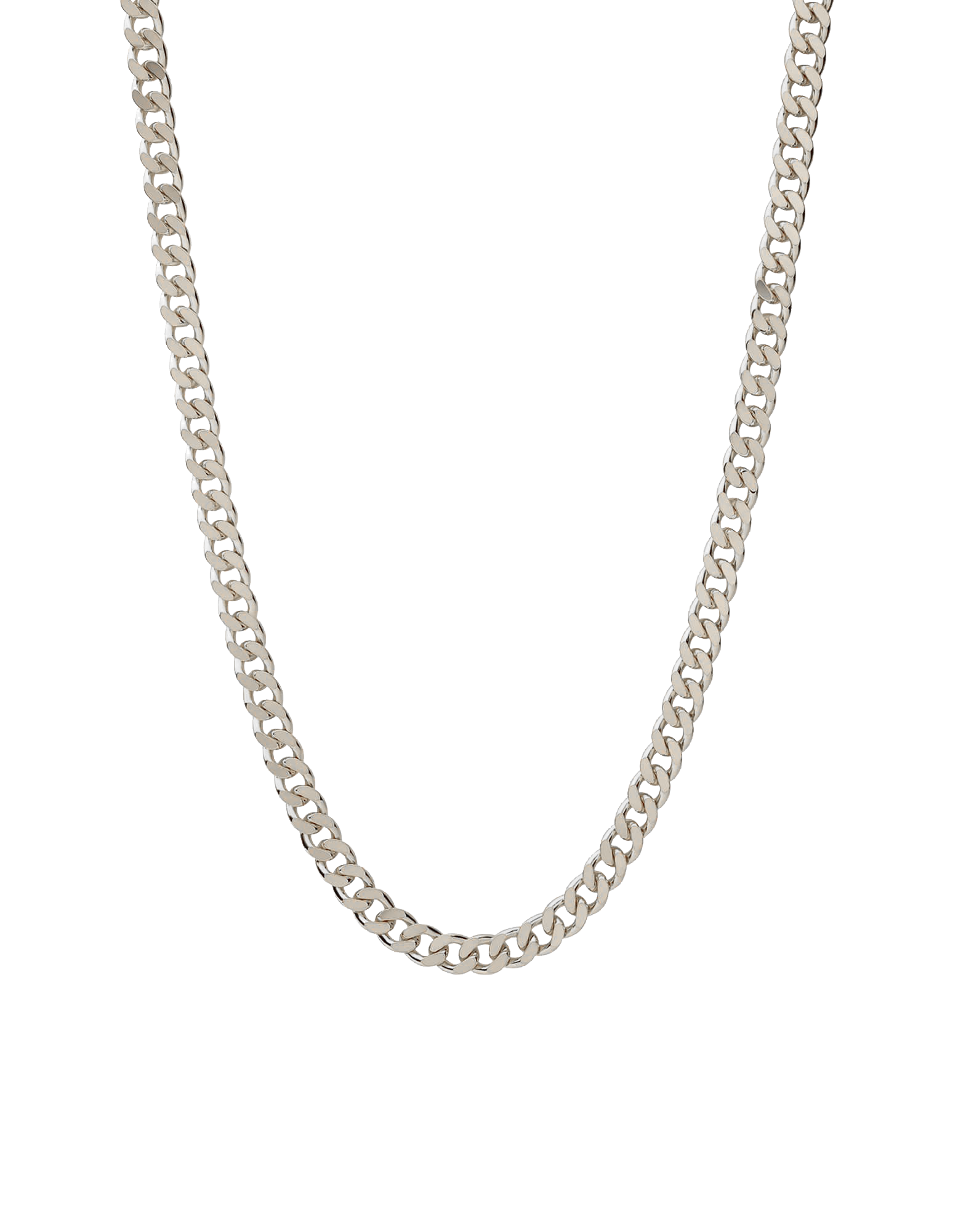 Solid Cuban Curb Link Chain | White Gold