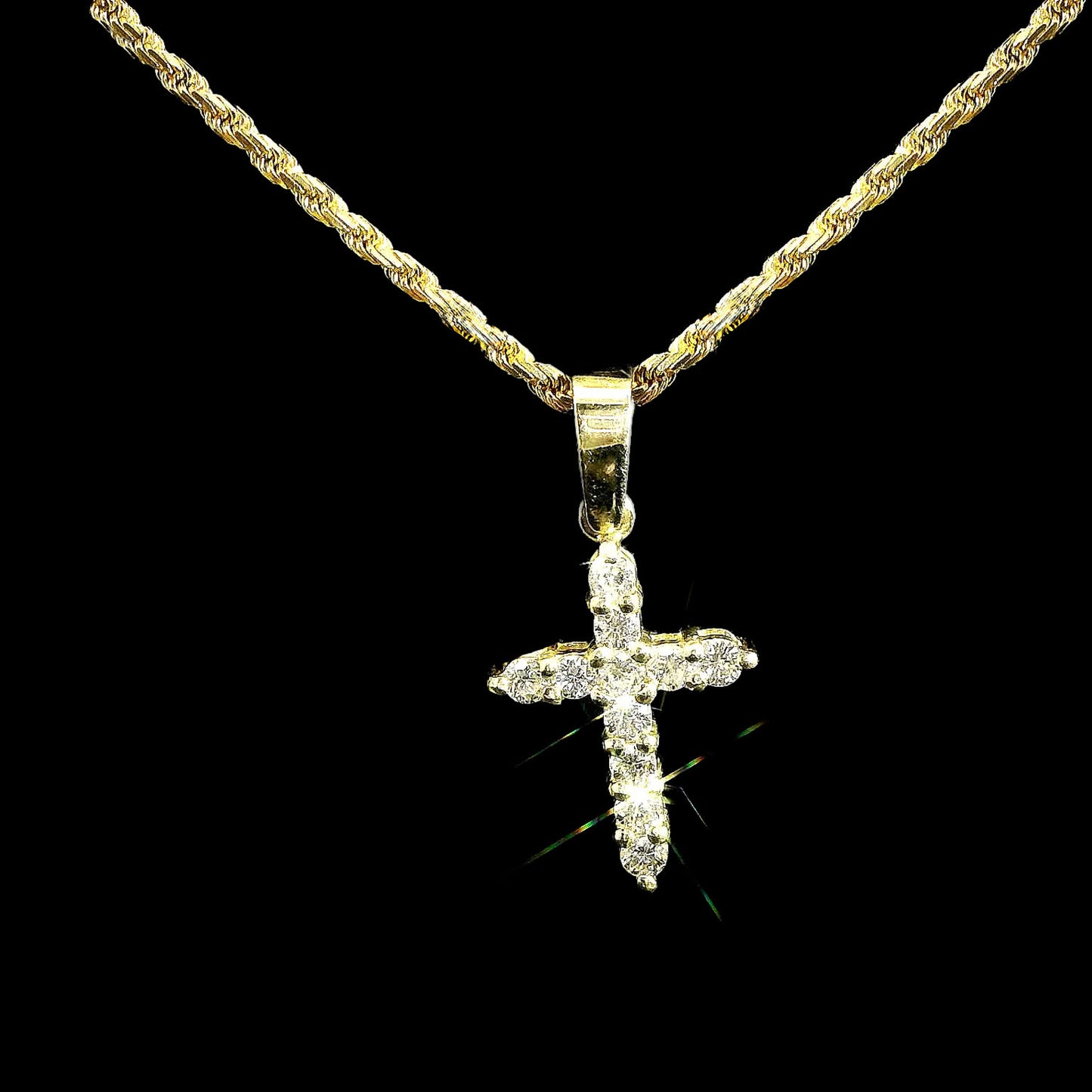 14k Yellow Gold .55 CTW Diamond Cross Pendant with Bail