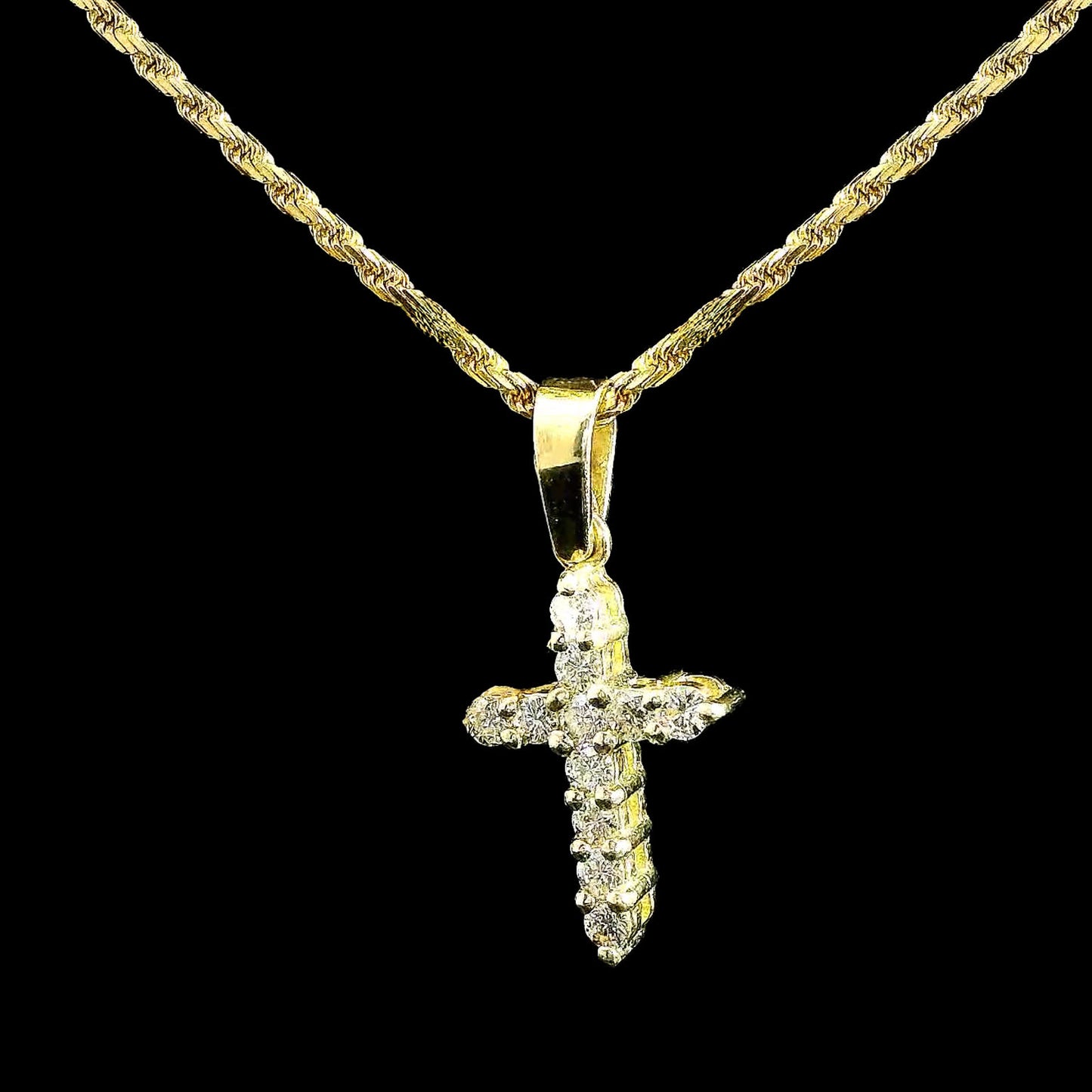 14k Yellow Gold .55 CTW Diamond Cross Pendant with Bail