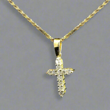 14k Yellow Gold .55 CTW Diamond Cross Pendant with Bail