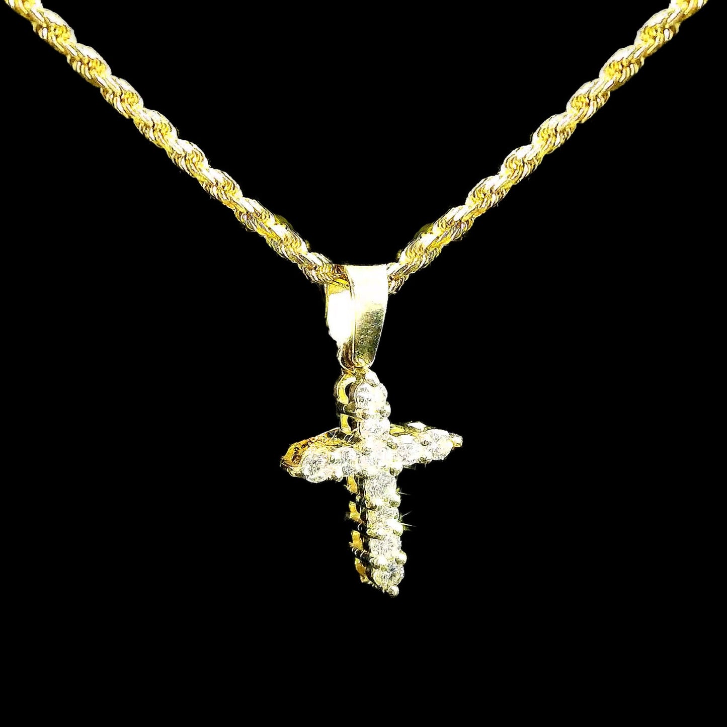 14k Yellow Gold .55 CTW Diamond Cross Pendant with Bail