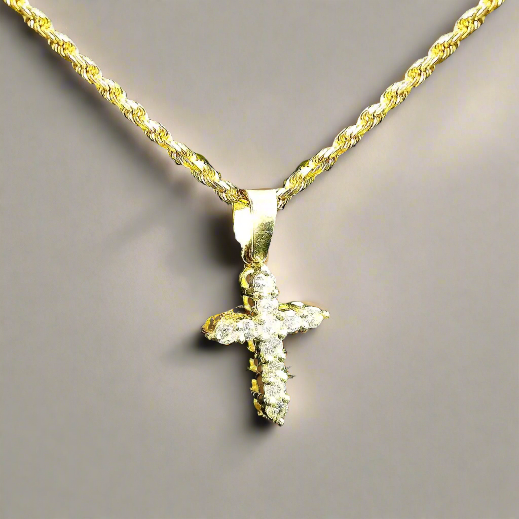 14k Yellow Gold .55 CTW Diamond Cross Pendant with Bail