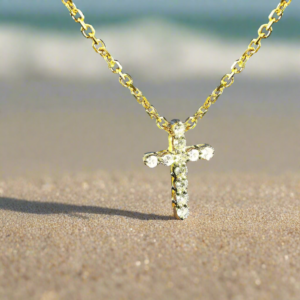 14k Yellow Gold .65 CTW Diamond Cross Pendant