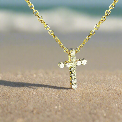 14k Yellow Gold .65 CTW Diamond Cross Pendant