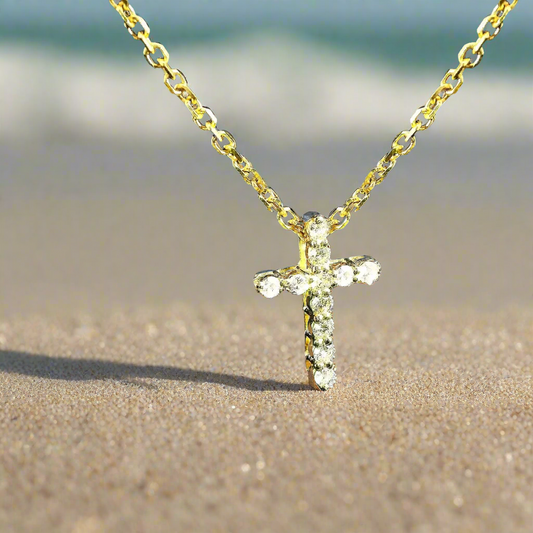 Small 14k Gold Diamond Cross