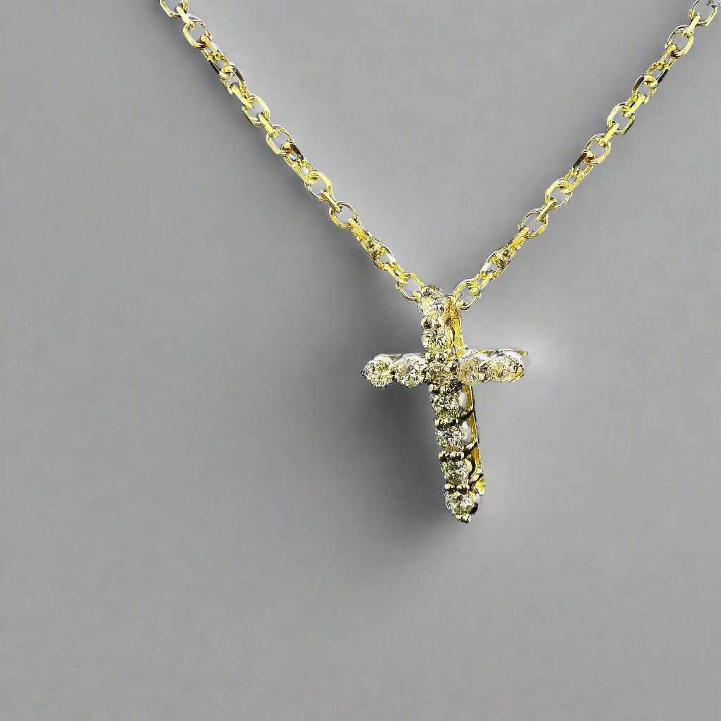 14k Yellow Gold .65 CTW Diamond Cross Pendant