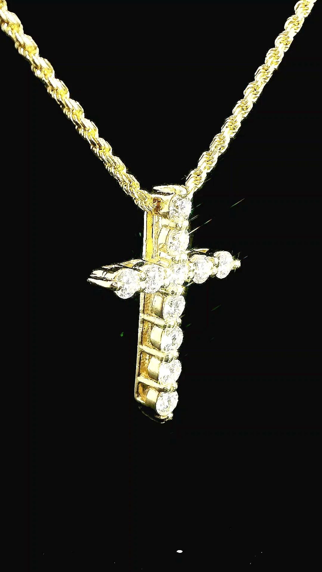 14k Yellow Gold Diamond Cross 1 CTW