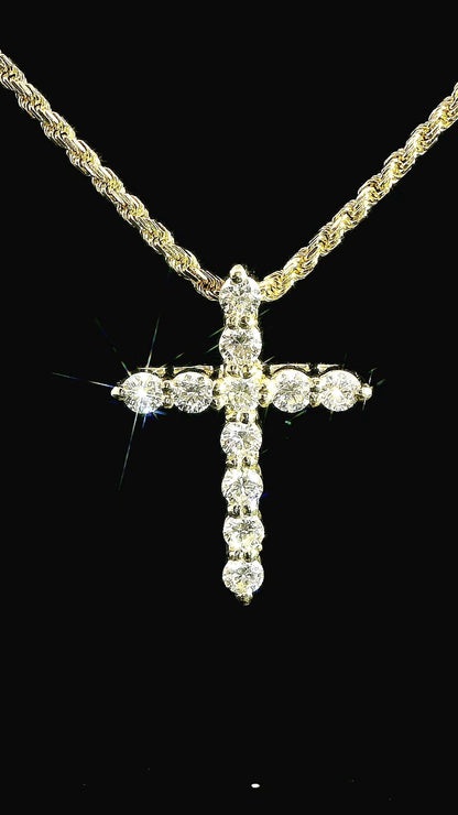 14k Yellow Gold Diamond Cross 1 CTW